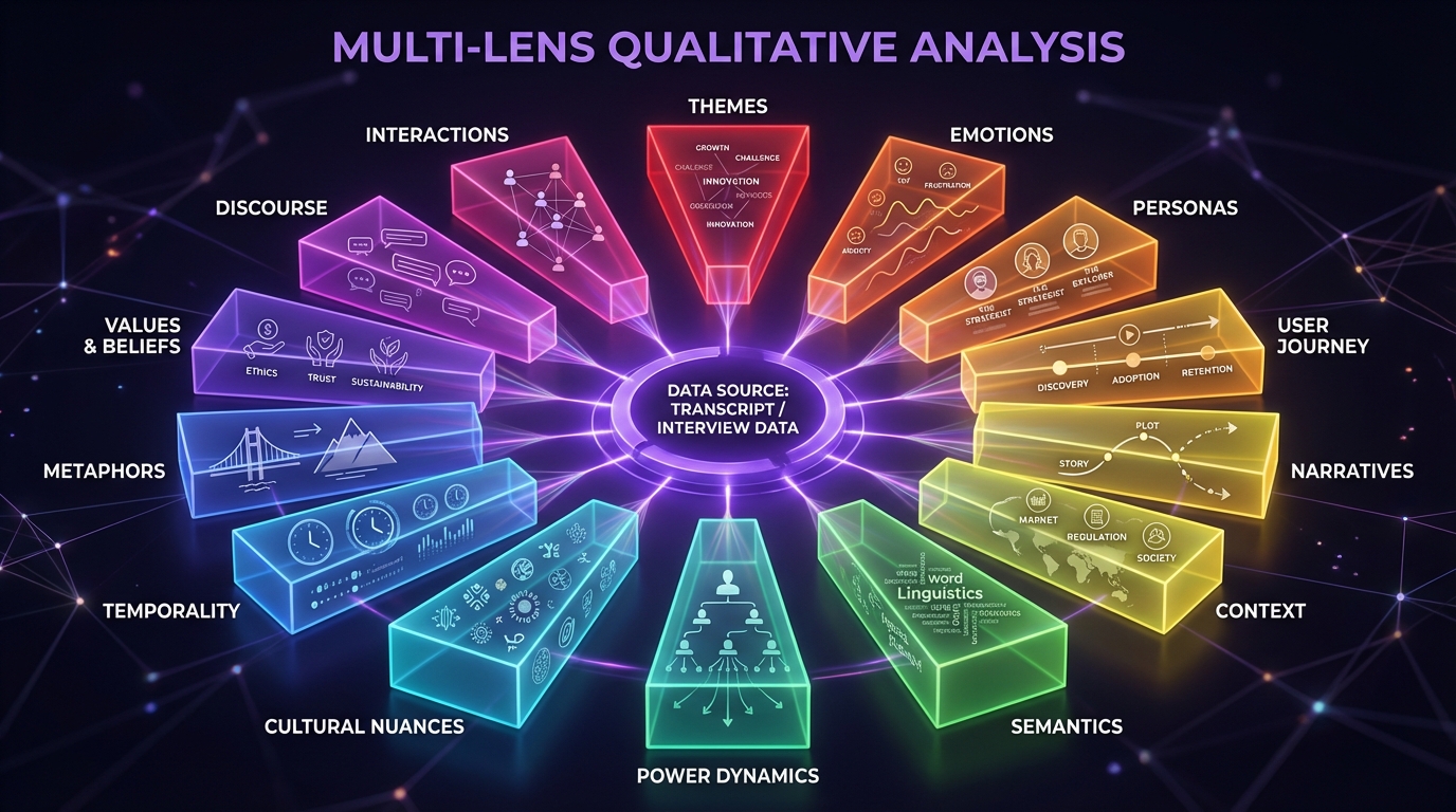 Multi-Lens Analysis: Getting 14 Perspectives on Your Qualitative Data