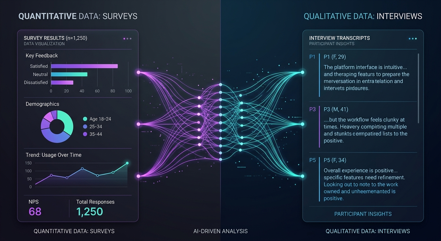 Mixed-Methods Research Design With AI: Combining Surveys, Interviews, and Analysis in One Platform
